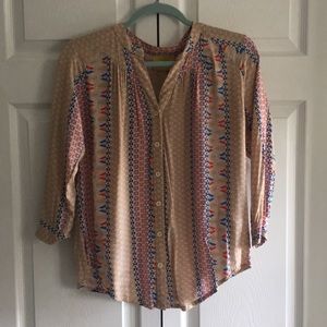 Anthropologie Geo Print Blouse